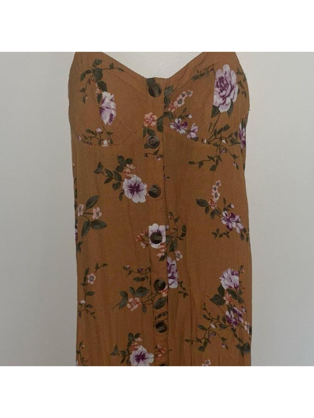 American Eagle Women's Brown and Orange Dress